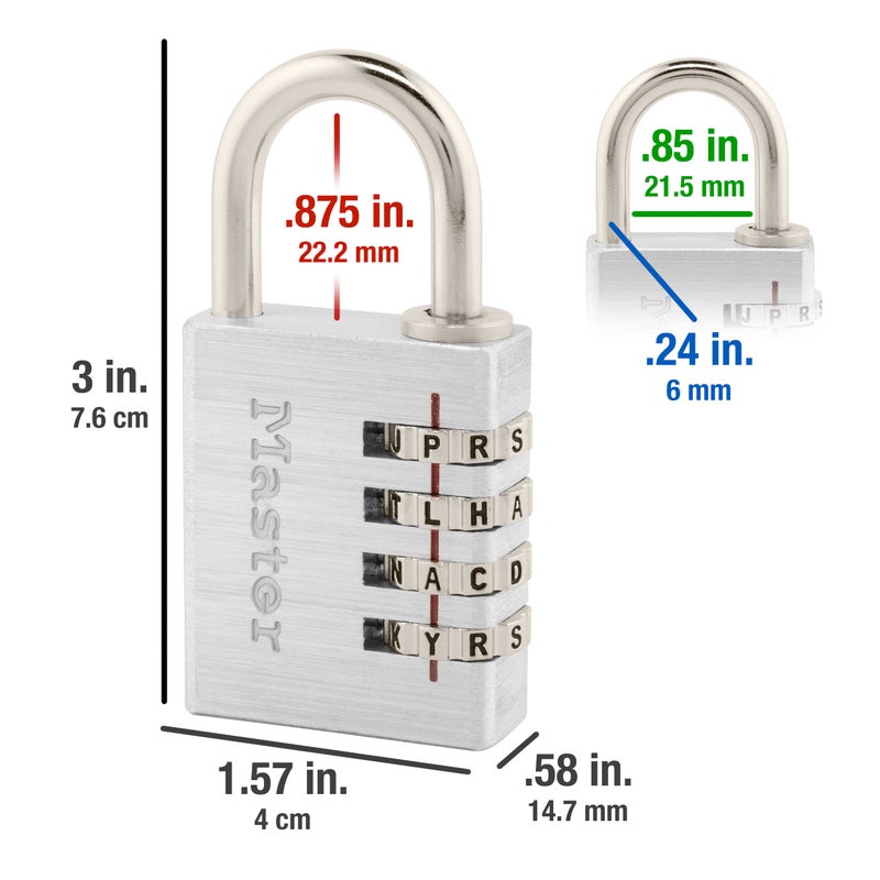 Master Lock 643DWD Set Your Own Word Combination Lock 1-9/16 in. Wide Silver - Image 2